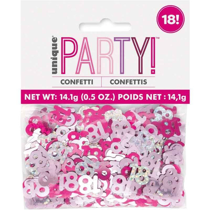 18th Birthday Glitz Pink Table Confetti - 5oz - 18th Birthday Decorations Confetti 18th Birthday Glitz Pink Table Confetti - 5oz