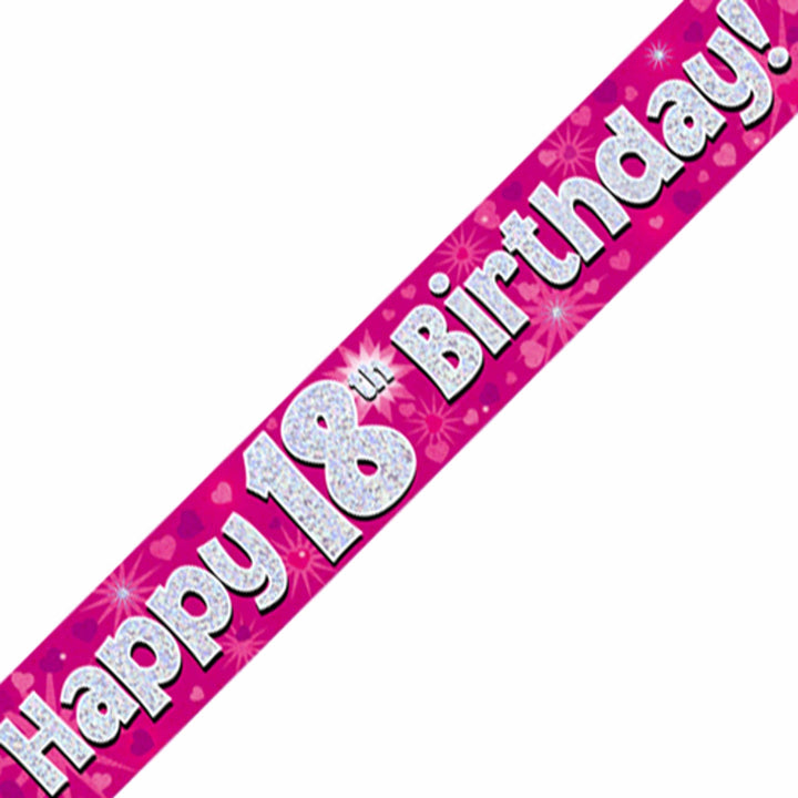 18th Birthday Pink Banner - 2.7m - 18th Birthday Decorations Banners 18th Birthday Pink Banner - 2.7m