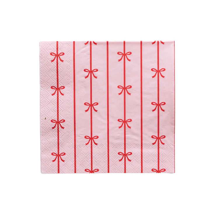 Pink and Red Signature Bow Large Party Napkins x 20