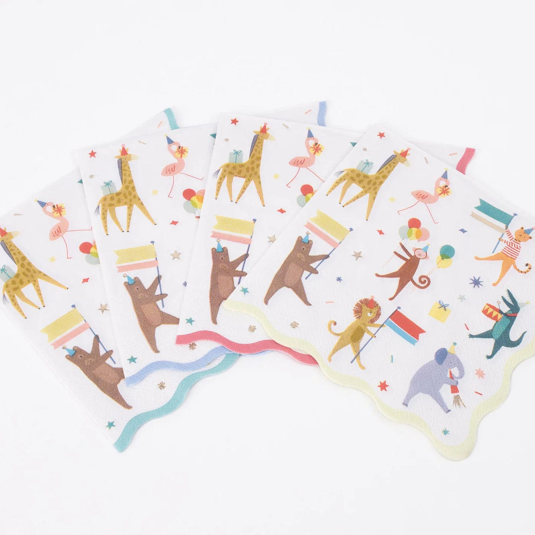 Animal Parade Party Napkins x 16 - Meri Meri Safari Party Supplies party napkins Animal Parade Large Party Napkins x 16