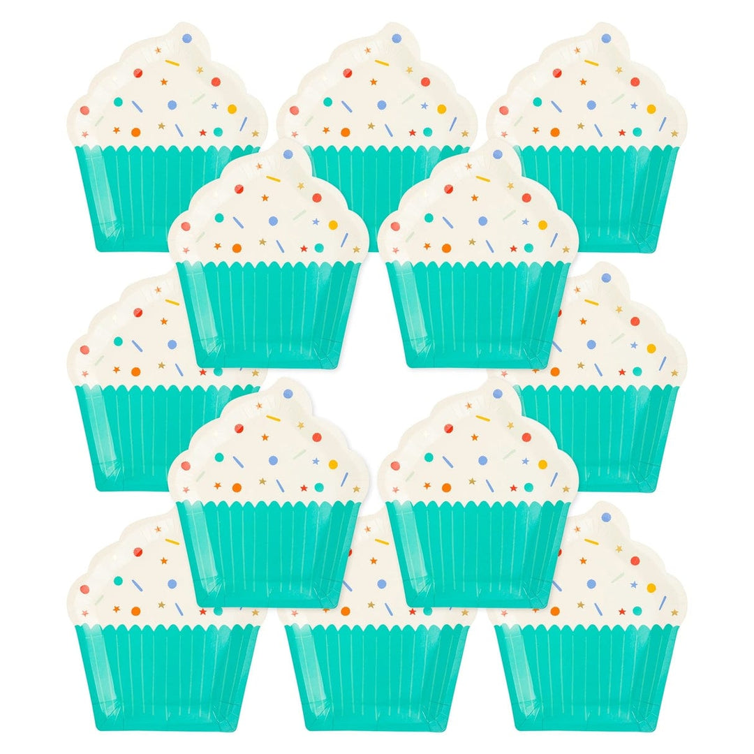 Birthday Cupcake Shaped Party Plates x 12 - My Mind's Eye Party UK Disposable Plates Birthday Cupcake Shaped Party Plates x 12