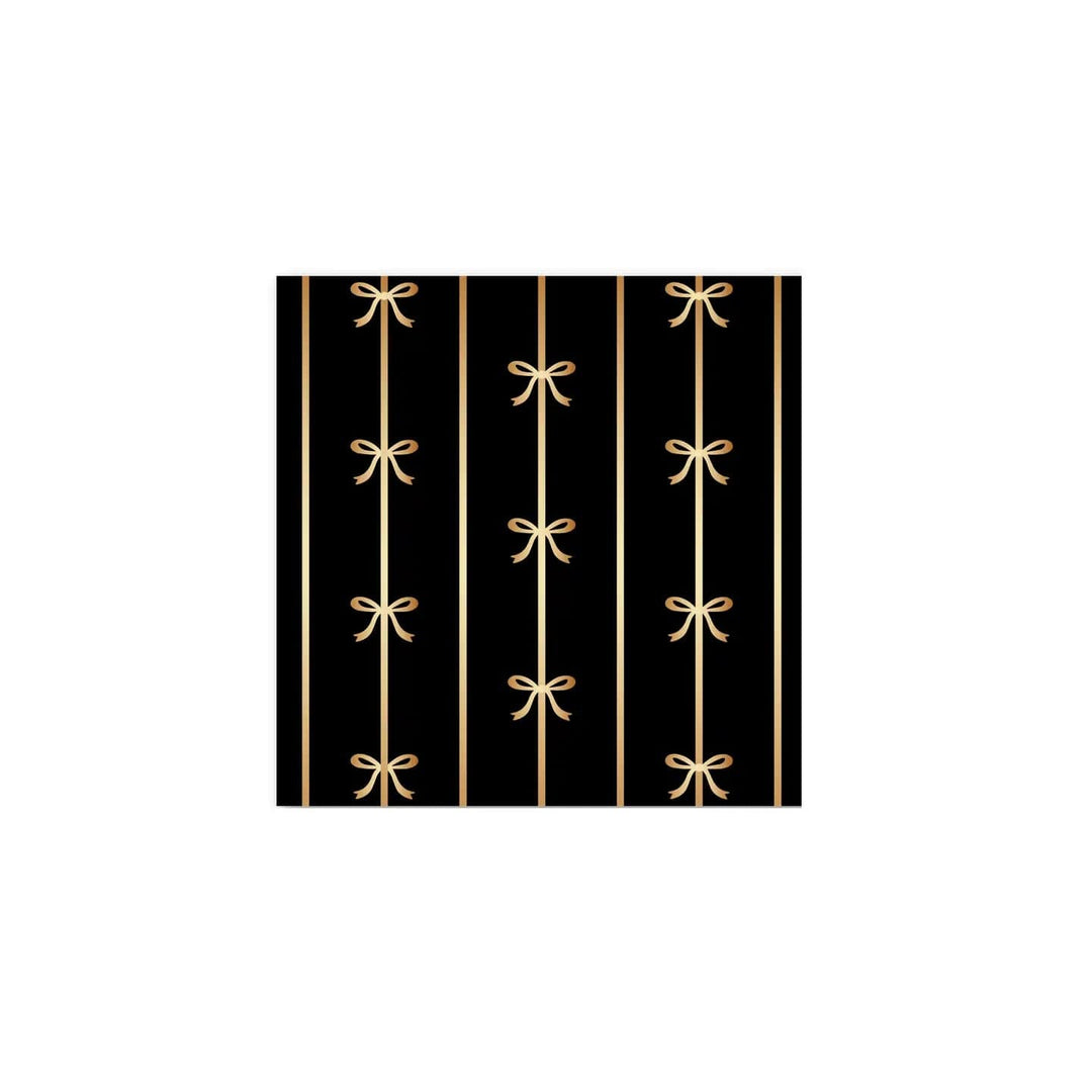 Black & Gold Signature Bow Small Party Napkins x 20 - Bow Party Bonjour Fête Paper Napkins Black & Gold Signature Bow Small Napkins x 20