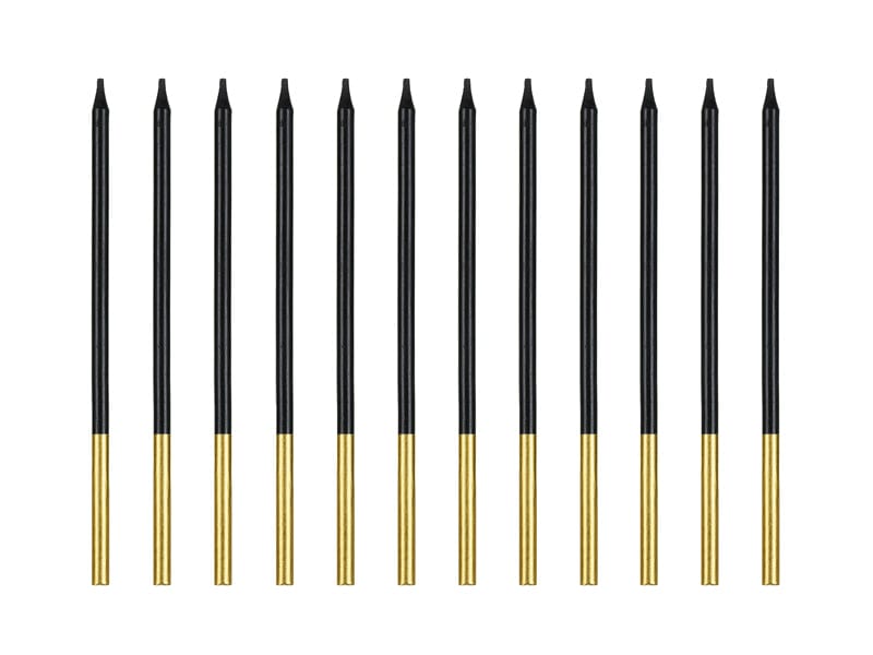 Black Gold Tip Cake Candles x 10 - Birthday Cake Candles Birthday Candles Black Gold Tip Cake Candles x 12