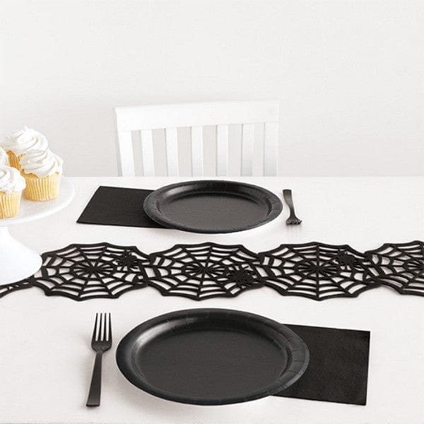 table runner Black Halloween Spider Web Felt Table Runner - 80cm