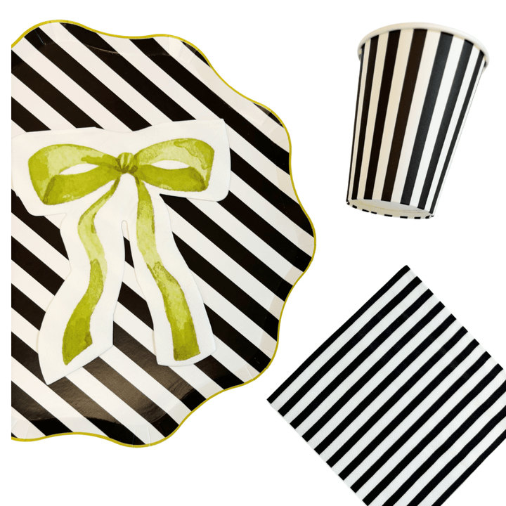 Black & White Striped Party Cups x 12 - Josi James Disposable Cups Black & White Striped Party Cups x 12