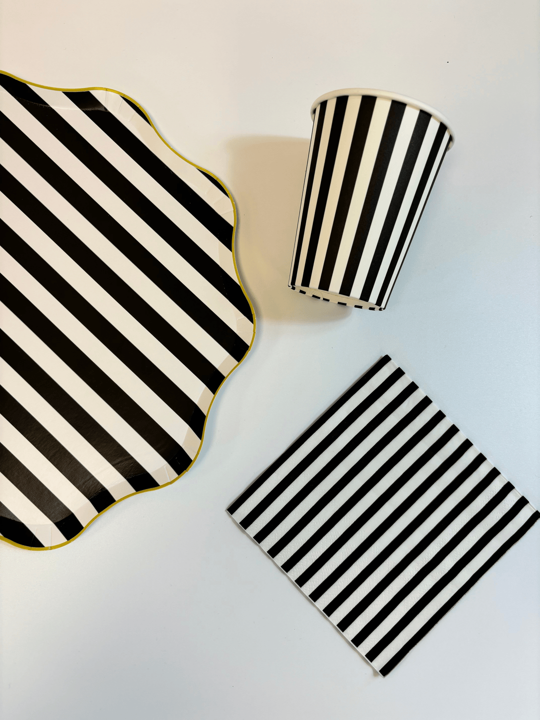 Black & White Striped Party Napkins x 24 - Josi James Paper Napkins Black & White Striped Party Napkins x 24