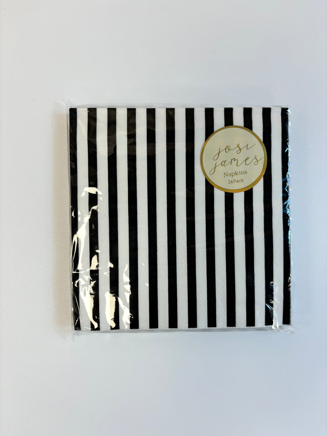 Black & White Striped Party Napkins x 24 - Josi James Paper Napkins Black & White Striped Party Napkins x 24