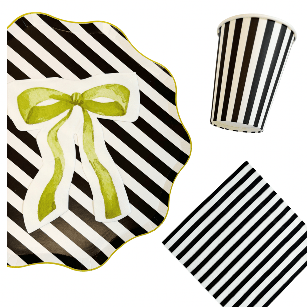 Black & White Striped Party Napkins x 24 - Josi James Paper Napkins Black & White Striped Party Napkins x 24