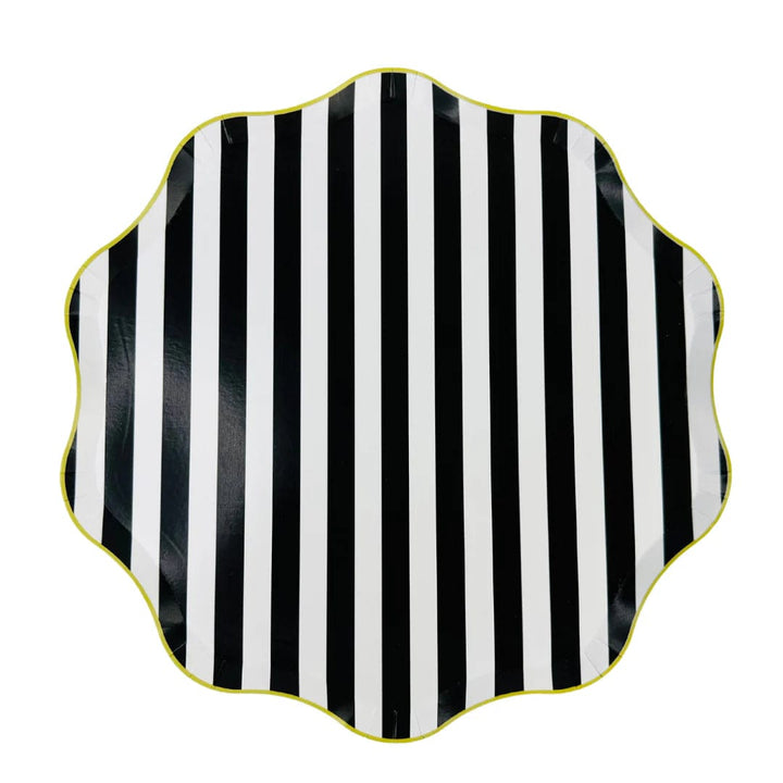 Black & White Striped Party Plates x 12 - Josi James Disposable Plates Black & White Striped Party Plates x 12