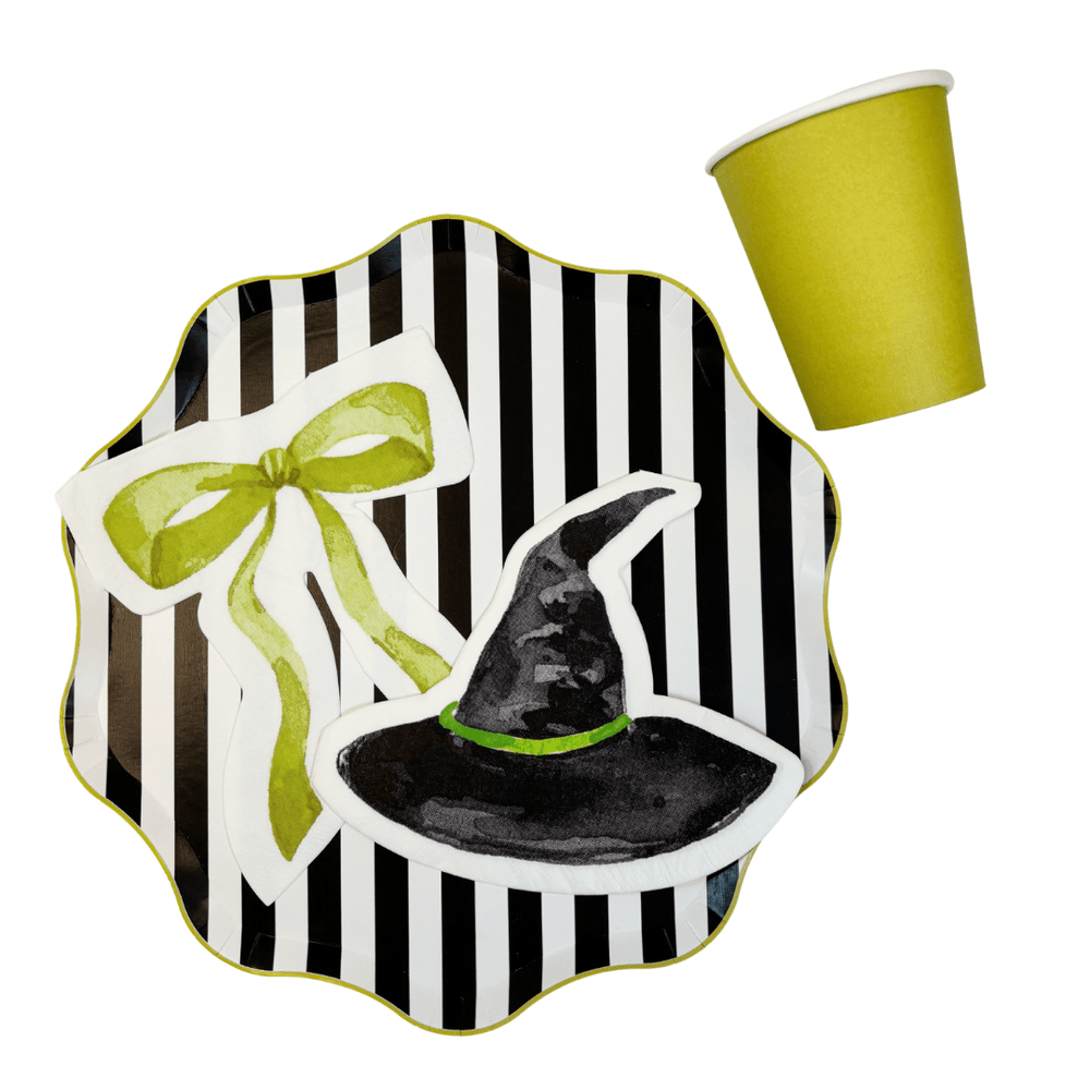 Black & White Striped Party Plates x 12 - Josi James Disposable Plates Black & White Striped Party Plates x 12