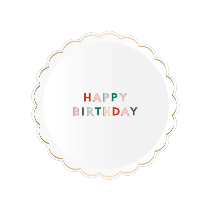 Blanc White Signature Happy Birthday Small Party Plates x 8 - Bonjour Fete UK Party Supplies Disposable Plates Blanc White Signature Happy Birthday Small Party Plates x 8