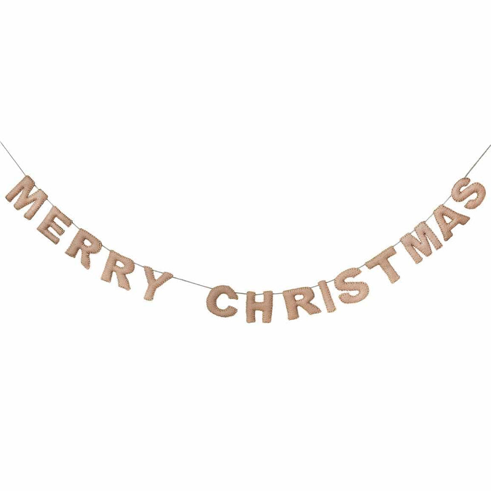 Blush Pink Felt Merry Christmas Bunting - Pink Christmas Decorations Wreaths & Garlands Blush Pink Felt Merry Christmas Bunting