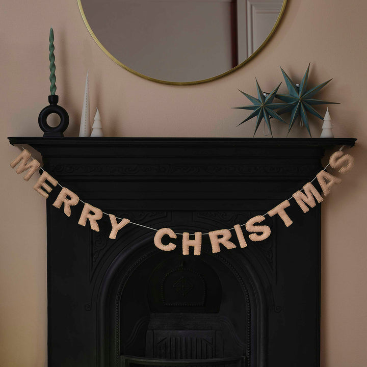 Blush Pink Felt Merry Christmas Bunting - Pink Christmas Decorations Wreaths & Garlands Blush Pink Felt Merry Christmas Bunting