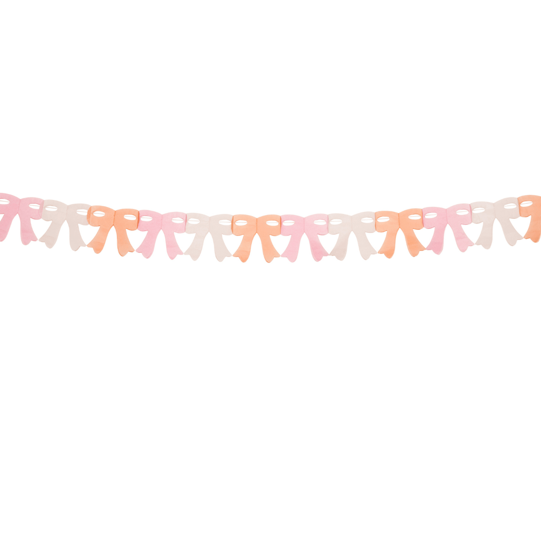 Bow Party - Tissue Paper Bow Garland - Peach Mix Hanging Decoration Tissue Paper Bow Garland - Peach Mix