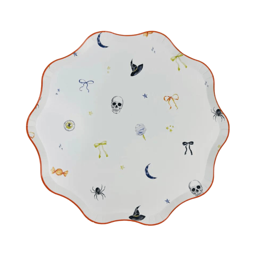 Bows & Boos Halloween Patterned Large Party Plates x 12 - Josi James Disposable Plates Bows & Boos Halloween Patterned Large Party Plates x 12