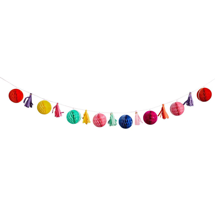 Bright Coloured Honeycomb & Tassel Garland 2m - Diwali Decorations Hanging Decoration Bright Coloured Honeycomb & Tassel Garland 2m