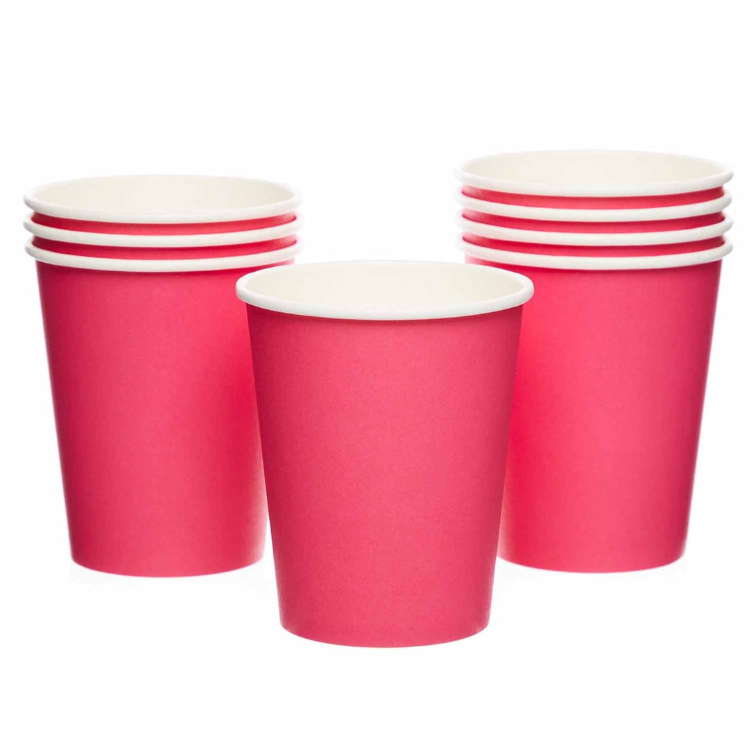 Bubblegum Pink Paper Party Cups x 8 - Pink Party Supplies Disposable Cups Bubblegum Pink Paper Party Cups x 8