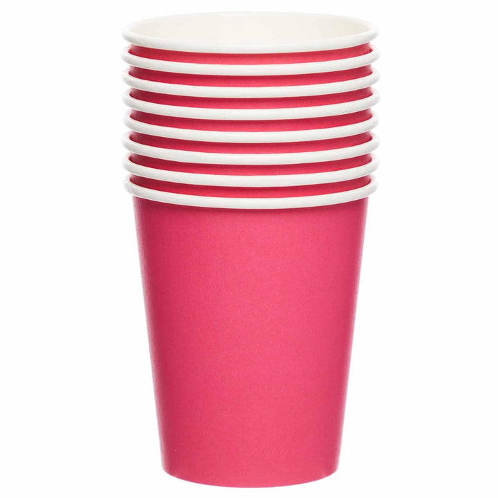 Bubblegum Pink Paper Party Cups x 8 - Pink Party Supplies Disposable Cups Bubblegum Pink Paper Party Cups x 8