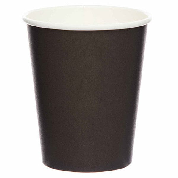 Charcoal Black Paper Party Cups x 8 - Black Party Supplies Disposable Cups Charcoal Black Paper Party Cups x 8