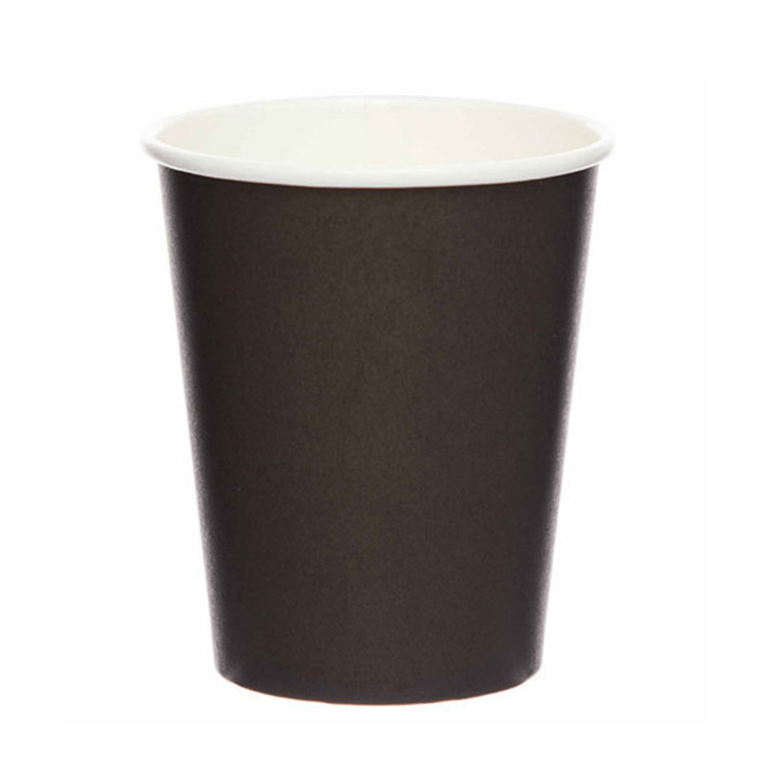 Charcoal Black Paper Party Cups x 8 - Black Party Supplies Disposable Cups Charcoal Black Paper Party Cups x 8