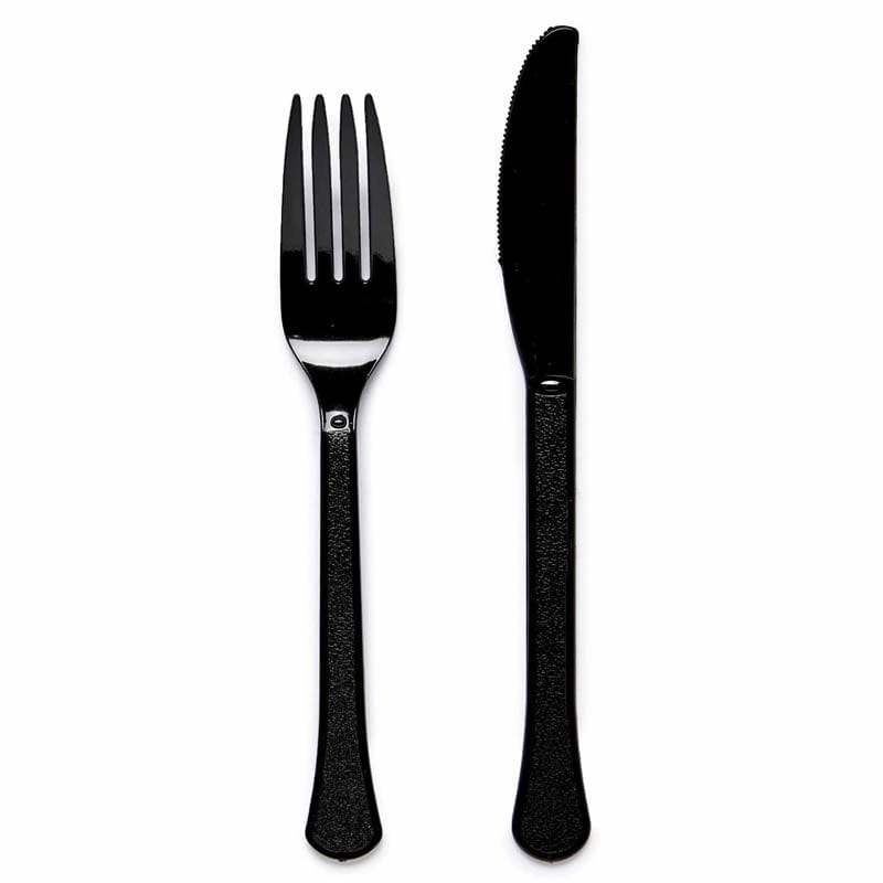 Disposable Cutlery Charcoal Black Party Cutlery (Pack of 24)