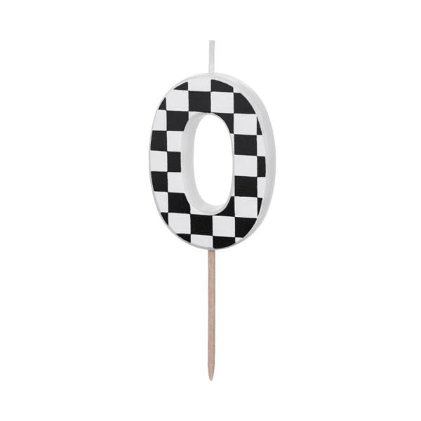 Chequered Flag Number 0 Candle - Birthday cake candles Birthday Candles Chequered Flag Number 0 Candle