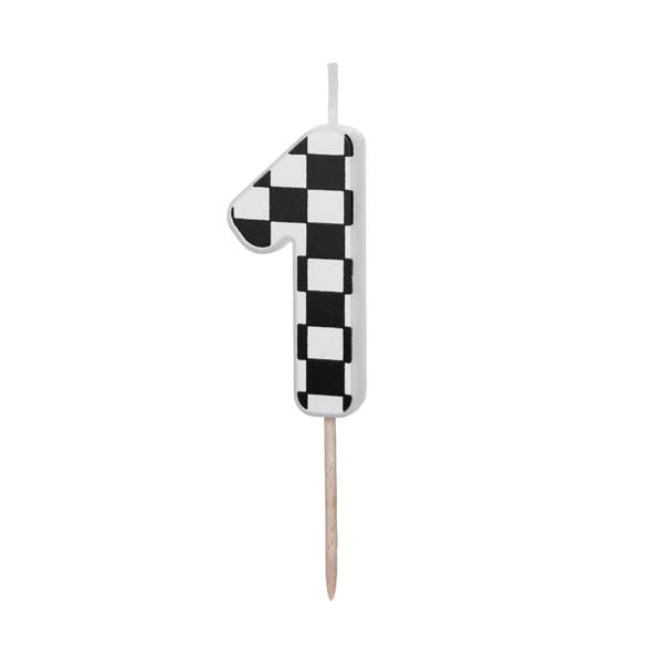 Chequered Flag Number 1 Candle - Birthday cake candles Birthday Candles Chequered Flag Number 1 Candle