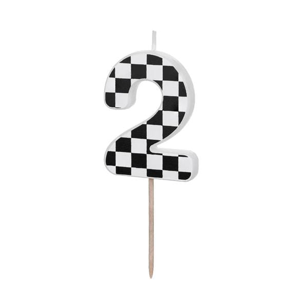 Chequered Flag Number 2 Candle - Birthday cake candles Birthday Candles Chequered Flag Number 2 Candle