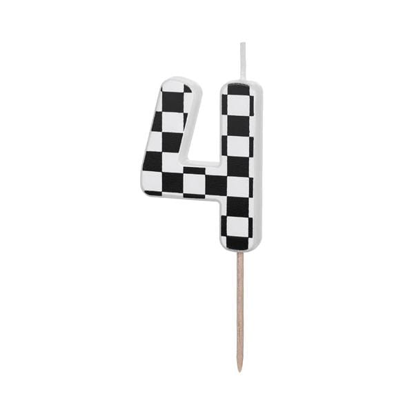 Chequered Flag Number 4 Candle - Birthday cake candles Birthday Candles Chequered Flag Number 4 Candle