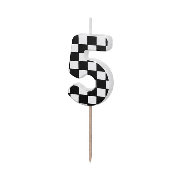 Chequered Flag Number 5 Candle - Birthday cake candles Birthday Candles Chequered Flag Number 5 Candle