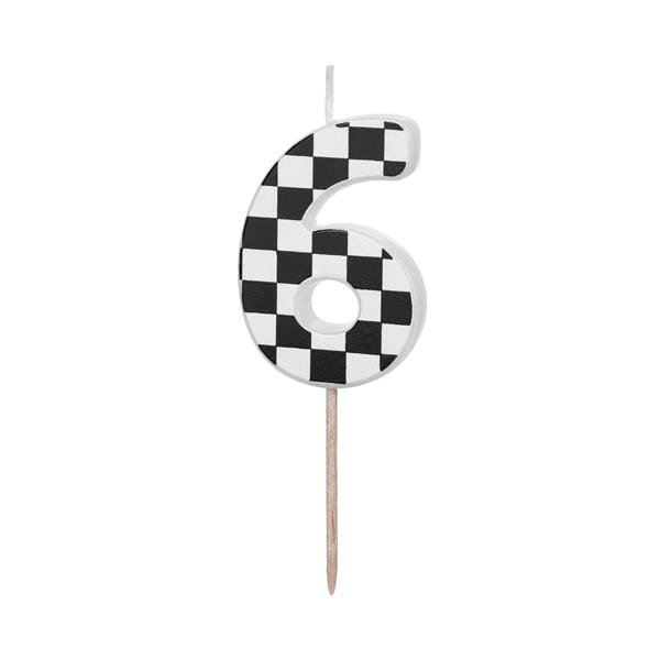 Chequered Flag Number 6 Candle - Birthday cake candles Birthday Candles Chequered Flag Number 6 Candle