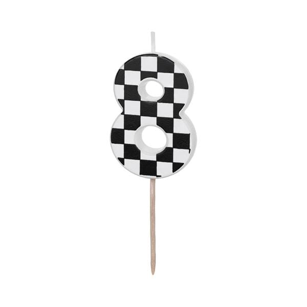 Chequered Flag Number 8 Candle - Birthday cake candles Birthday Candles Chequered Flag Number 8 Candle