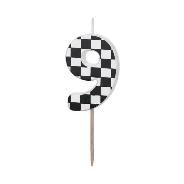 Chequered Flag Number 9 Candle - Birthday cake candles Birthday Candles Chequered Flag Number 9 Candle