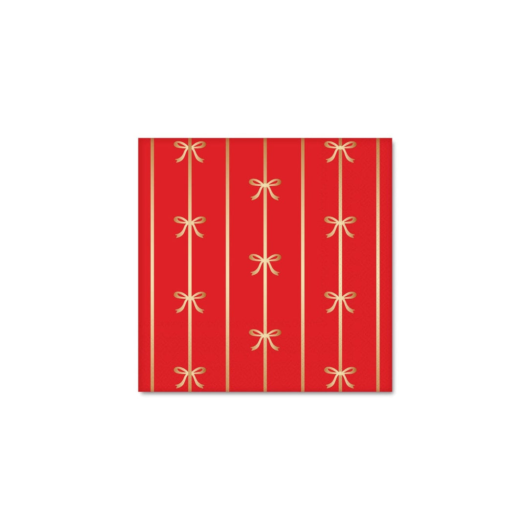 Cherry Red Signature Bow Small Party Napkins x 20 - Bow Party Bonjour Fête Paper Napkins Cherry Red Signature Bow Small Napkins x 20