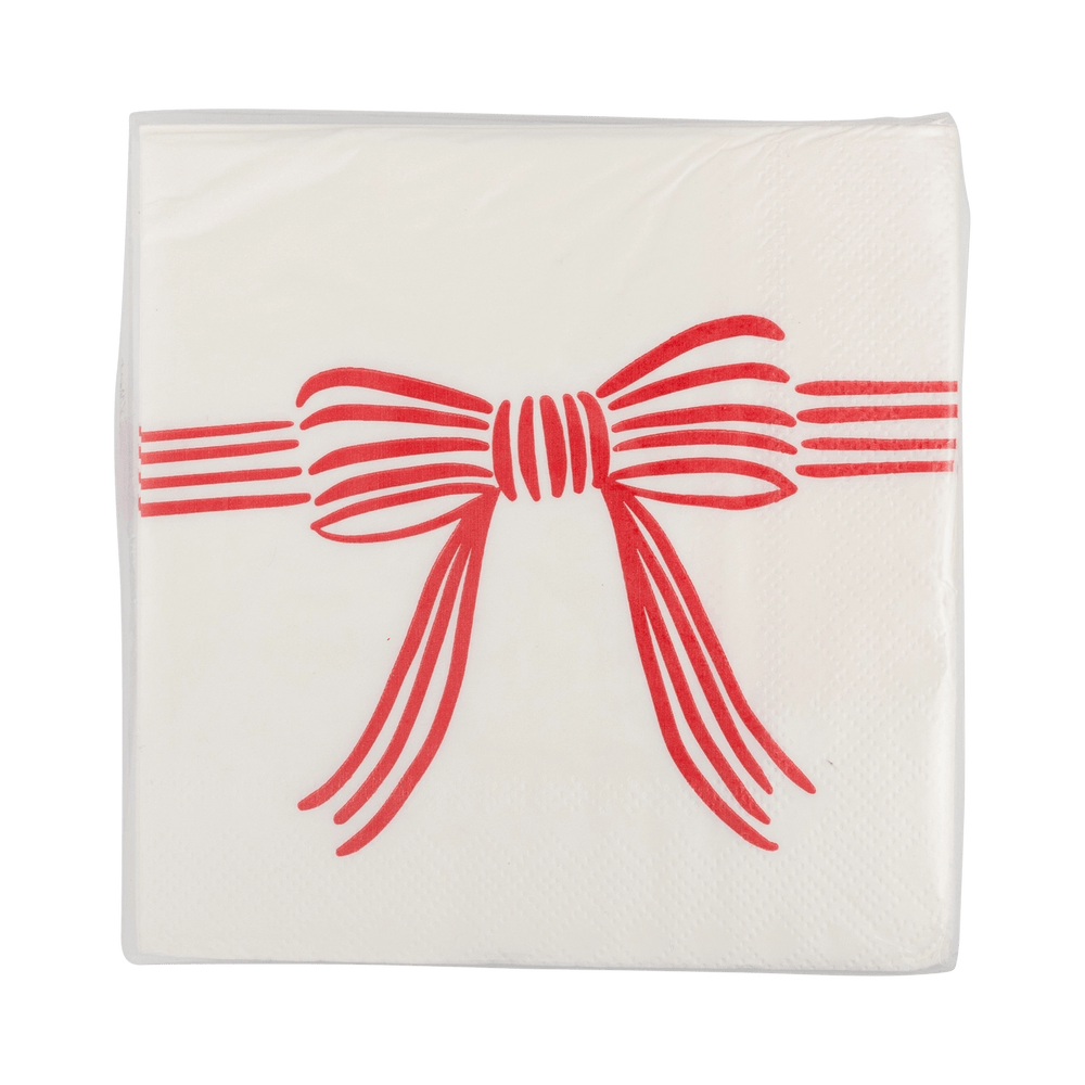 Christmas Bow Cocktail Napkins x 24- Bow  Christmas Supplies Paper Napkins Christmas Bow Cocktail Napkins x 24