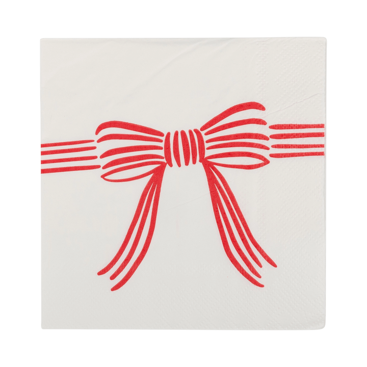 Christmas Bow Cocktail Napkins x 24- Bow  Christmas Supplies Paper Napkins Christmas Bow Cocktail Napkins x 24