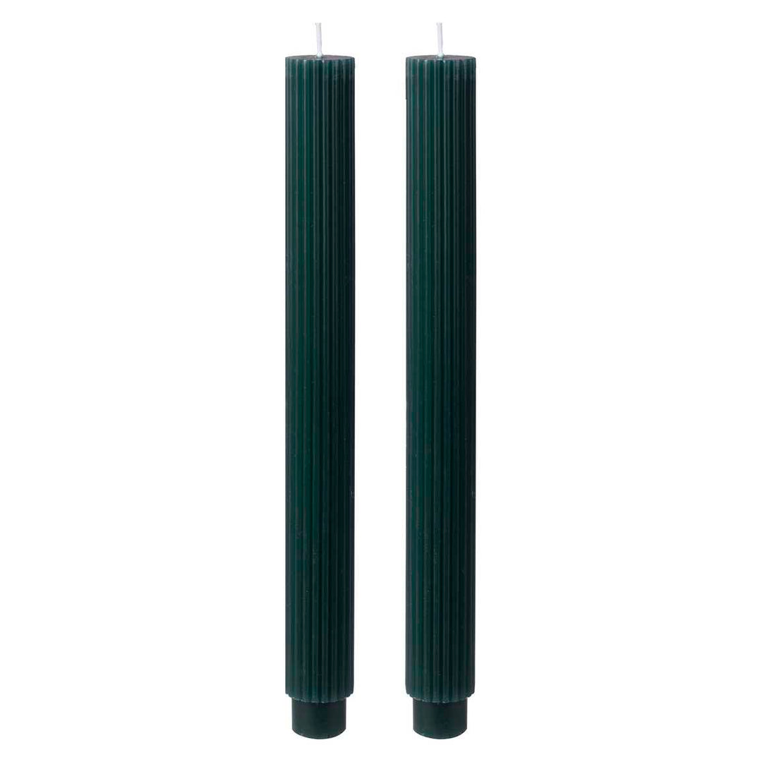 Christmas Dark Green Ribbed Dinner Candles - Christmas Candles Candles Christmas Dark Green Ribbed Dinner Candles