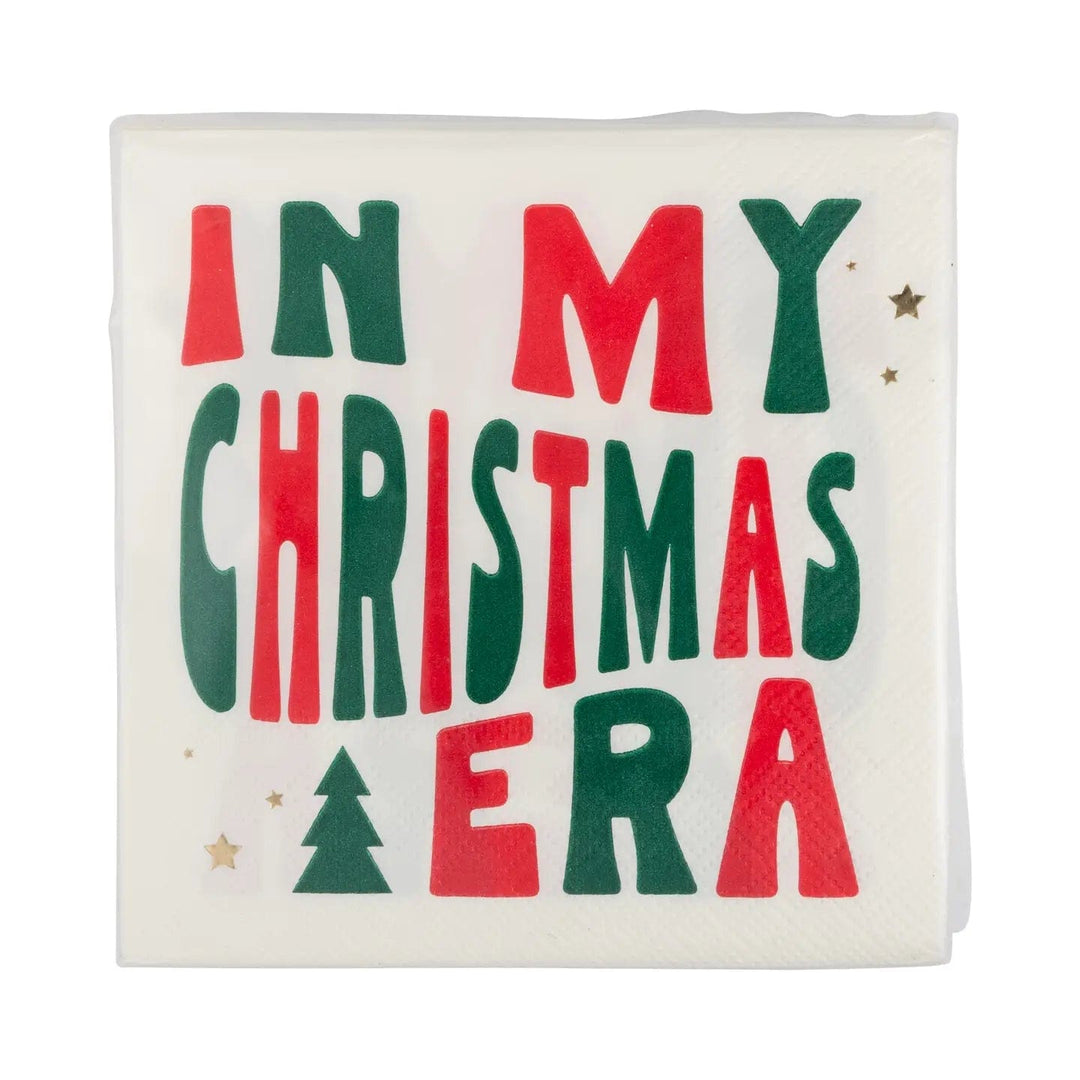 Christmas Era Cocktail Napkins x 24 - Christmas Party Tableware Paper Napkins Christmas Era Cocktail Napkins x 24