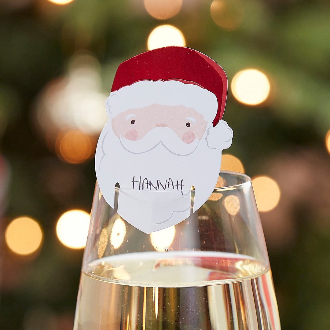 Christmas Santa Glass Decorations x 12 - Christmas Dinner Placecards place cards Christmas Santa Glass Decorations x 12