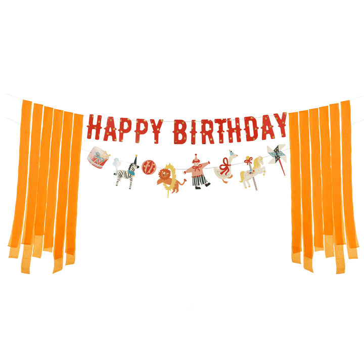 Circus Party Happy Birthday Banner - Circus Theme Decorations Bunting Circus Party Happy Birthday Banner