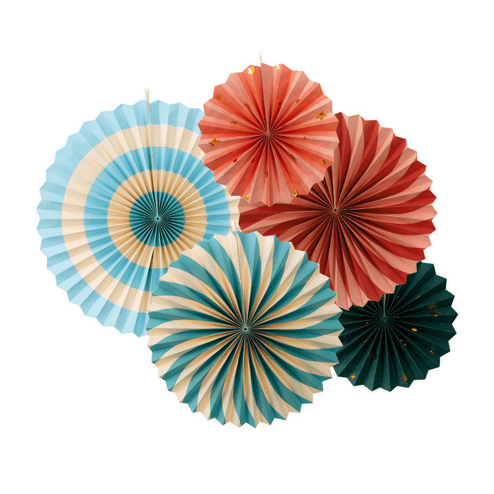 Circus Party Paper Fans – Set of 5 - Circus Theme Decorations Paper Fans Circus Party Paper Fans – Set of 5