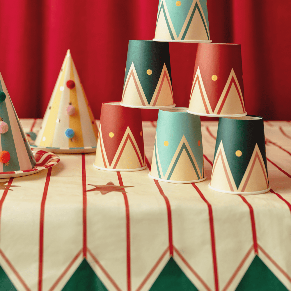 Circus Party Paper Tablecloth - Thin Red Stripes - Circus Theme Party Supplies table cover Circus Party Paper Tablecloth - Thin Red Stripes