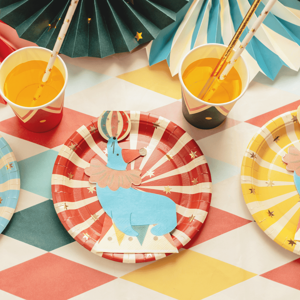 Circus Party Stripes Small Plates x 6 - Circus Theme Party Supplies Disposable Plates Circus Party Stripes Small Plates x 6