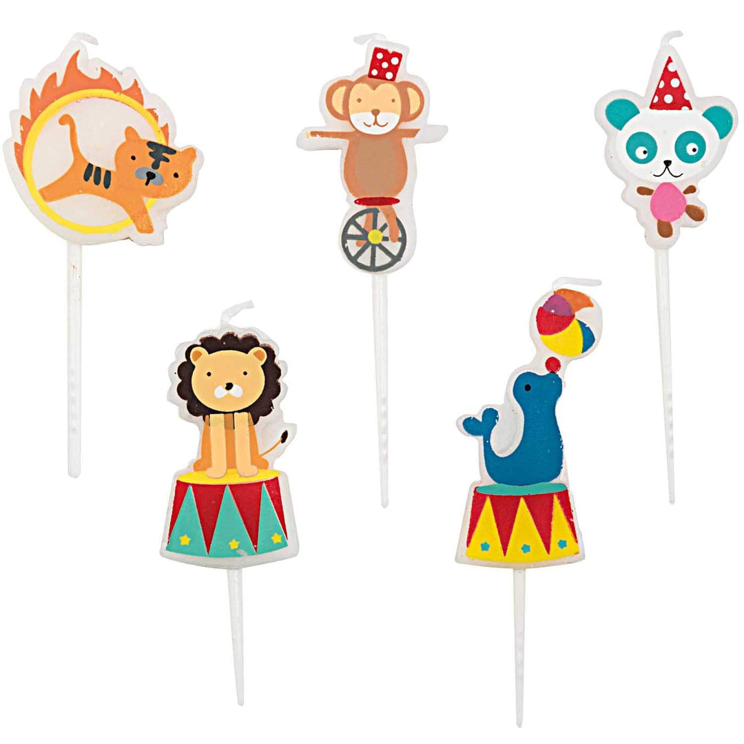 Circus Theme Cake Candles – Set of 5 - Circus Birthday Party Birthday Candles Circus Theme Cake Candles – Set of 5