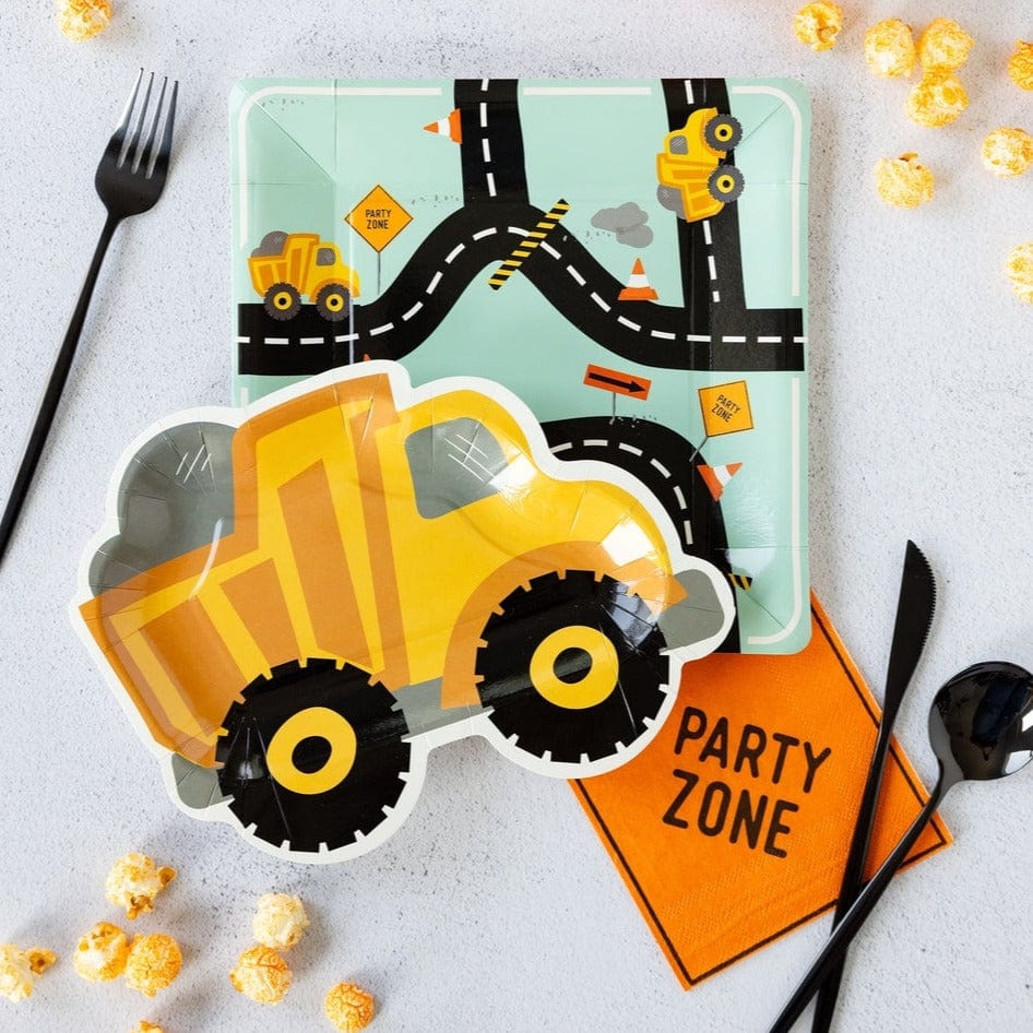 Construction Road Party Plates x 8 - Construction Birthday Party Tableware Disposable Plates Construction Road Party Plates x 8