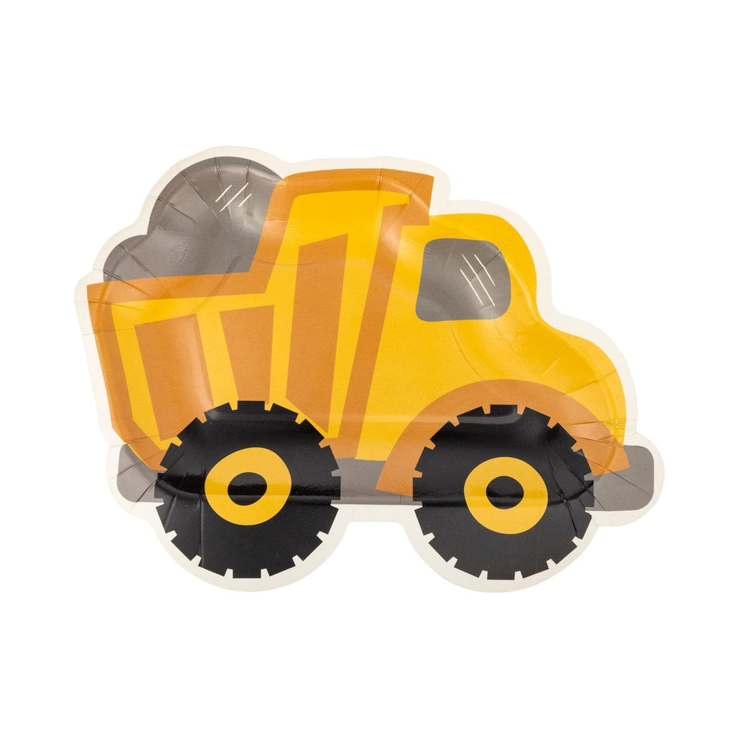 Construction Dump Truck Shaped Party Plates x 8 - Construction Party Tableware Disposable Plates Construction Dump Truck Shaped Party Plates x 8