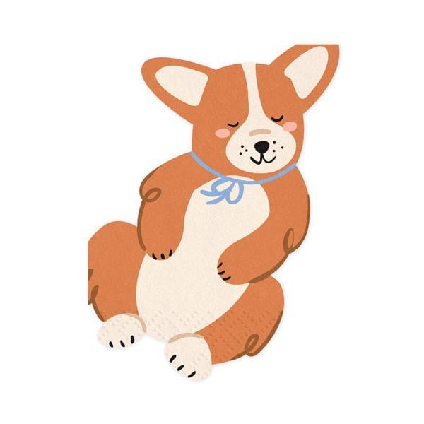 Corgi Shape Dog Party Napkins x 12 - Puppy Party Supplies Paper Napkins Corgi Shape Dog Party Napkins x 12