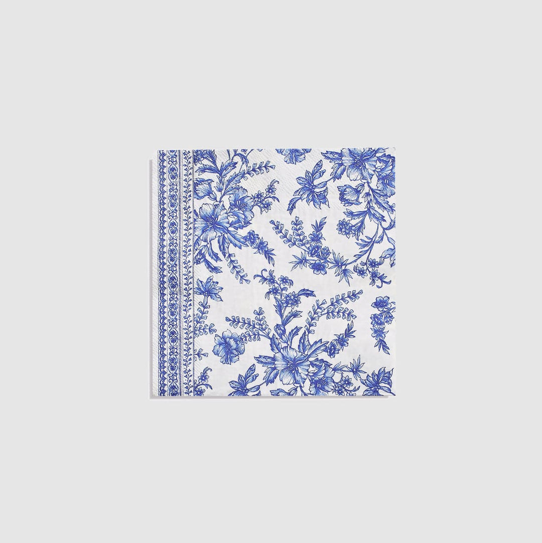 Coterie Party Supplies - Blue French Toile Large Napkins x 25 Paper Napkins Blue French Toile Large Napkins x 25