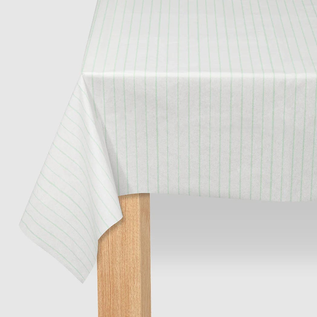 Coterie Party Supplies - Mint Green Pinstripe Paper Tablecloth Tablecloths Mint Green Pinstripe Paper Tablecloth