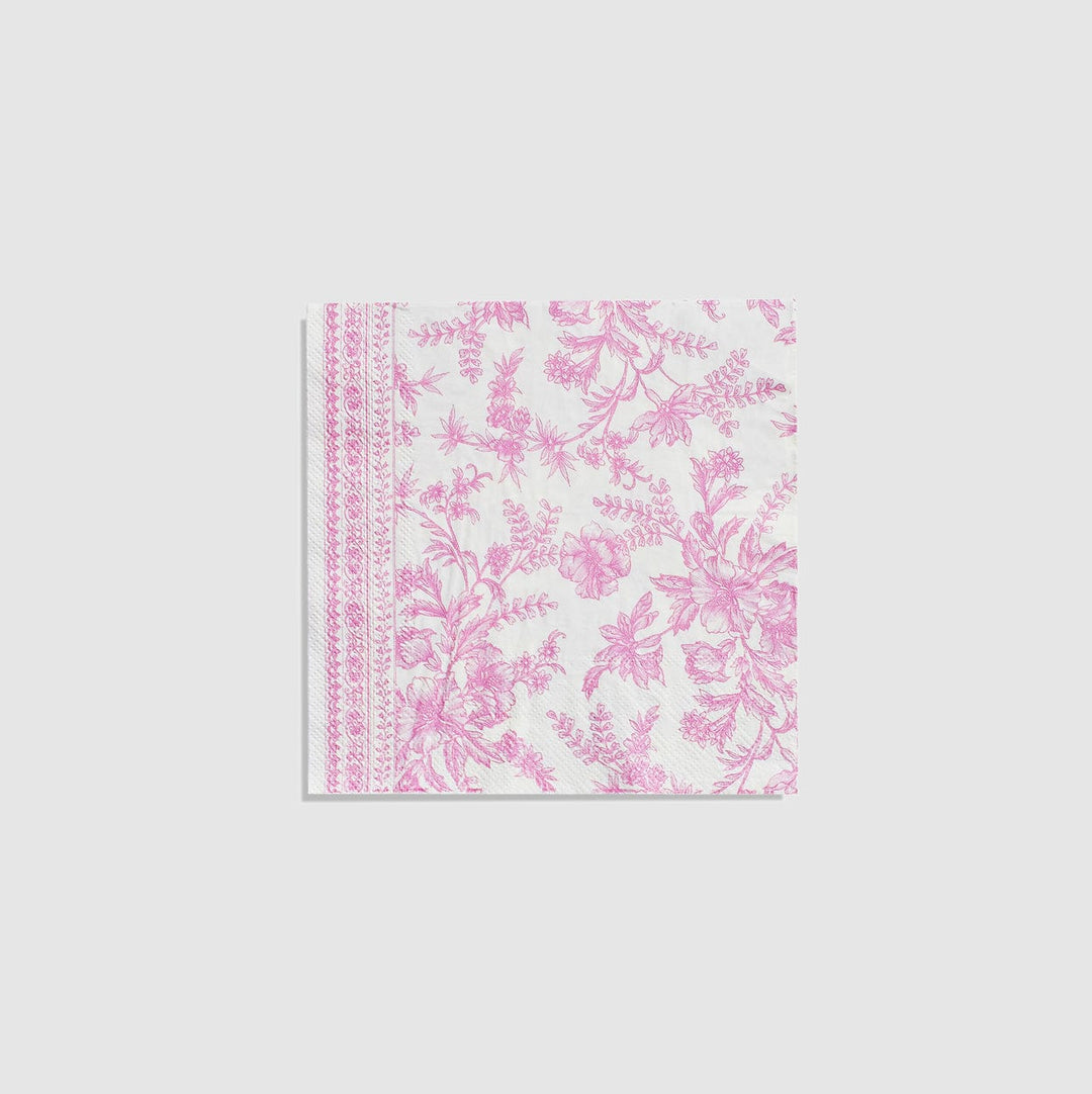 Coterie Party Supplies - Pink French Toile Large Napkins x 25 Paper Napkins Pink French Toile Large Napkins x 25